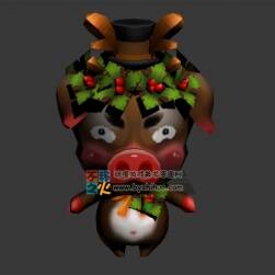 头戴小花的猪 Max模型