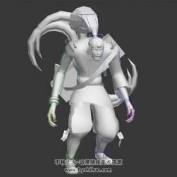 游戏人物角色带武器破军黑3DMax模型全套动作带绑定下载