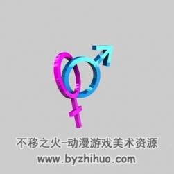 Male & Female Symbol c4d男性和女性符号3D模型下载