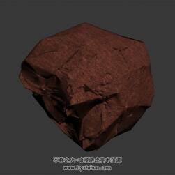 红色岩石块 四角面3D模型 max格式下载