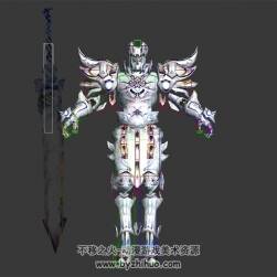 玄幻風(fēng)白色鎧甲戰(zhàn)士 3D模型和綁定