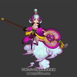 卡通風(fēng) 芭蕉扇仙女 3D模型 有綁定和動(dòng)作
