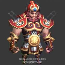 Q版卡通 中國(guó)古代三國(guó)武將張飛 3D模型 有綁定骨骼