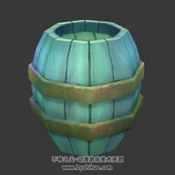 青色木桶 max模式下载 3D模型 四角面