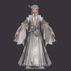 玄幻仙俠 古裝成男體型 白色時裝外觀 3D模型
