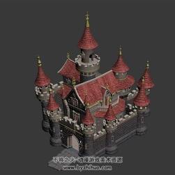中世紀(jì)城堡 max格式 3D模型下載 四角面