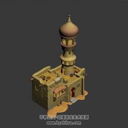 中东风塔楼 四角面3D模型下载 max格式