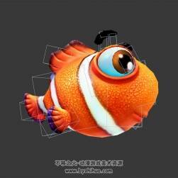 大眼呆萌的小丑魚3DMax模型帶綁定下載