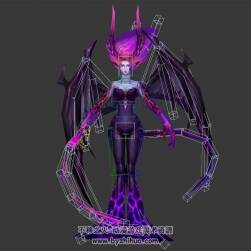 魔幻類角色boss惡魔妖姬3DMax模型帶綁定全套動作下載