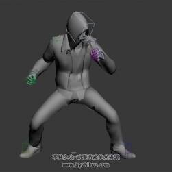 現(xiàn)代格斗男子3DMax模型下載出拳動作帶綁定無貼圖