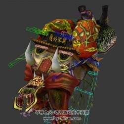 中式玄幻類游戲廟魔3DMax模型帶綁定全套動作下載