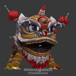 很喜慶 新年游戲坐騎獅子3DMax模型 帶骨骼下載