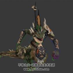 蜥蜴怪人 3D模型 帶骨骼綁定和動作