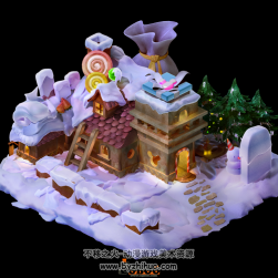 卡通圣誕小屋 雪屋 四角面 3D模型百度網(wǎng)盤下載