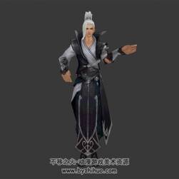 古代 白發(fā)男俠客 NPC 3D模型 有綁定和搞笑舞蹈動(dòng)作