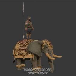 游戏角色及座骑大象骑兵3DMax模型下载