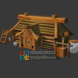 卡通小木屋模型