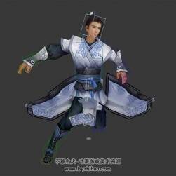 劍俠情緣游戲古裝男3DMax模型帶綁定飛起動作下載