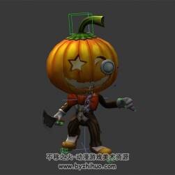 Q版 南瓜紳士殺手 3D模型 有綁定和動(dòng)作 四邊面