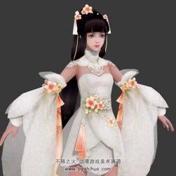 中式游戲白衣飄飄的仙女小蘿莉3Dfbx模型下載