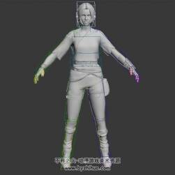歐美現(xiàn)代角色女無(wú)貼圖帶綁定肢體動(dòng)作3DMax模型下載四邊面