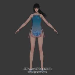 國風(fēng)女角色清涼服裝3DMax模型帶綁定下載