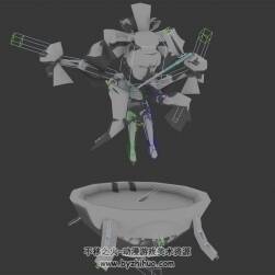 Q版魔幻角色女法師休閑施法待機(jī)3DMax模型帶綁定無貼圖下載
