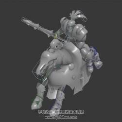 歐美古裝重甲戰(zhàn)士帶槍騎馬奔跑動作3DMax模型帶綁定