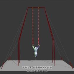 现代人物一系列体操动作3DMax模型带绑定下载