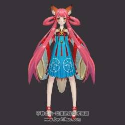 漢服小狐仙 粉色頭發(fā)蘿莉 時裝外觀 3D模型