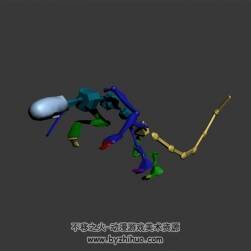 四足長(zhǎng)尾動(dòng)物骨骼 3D模型 有動(dòng)作
