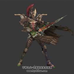雙劍 全身金色鎧甲戰(zhàn)士 3D模型 有綁定和連續(xù)攻擊的動(dòng)作