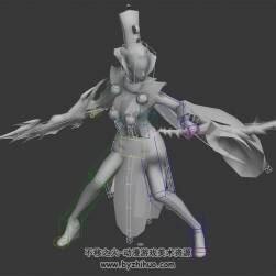 武俠類游戲古裝刺客3DMax模型帶綁定攻擊下載