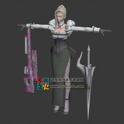 金发 美女 性感 御姐T-pose模型