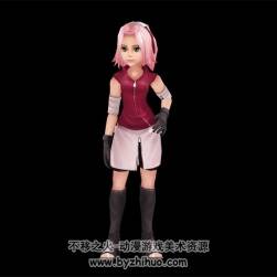 火影忍者 春野櫻 3D模型 有綁定和伸懶腰的動作