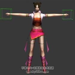 紅肚兜包子頭少女 3D模型 有綁定和全套格斗動作