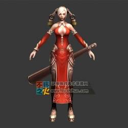 古装 旗袍 女战士模型