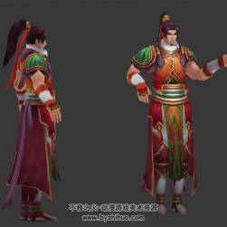 古代紅衣男俠客 3D模型 有綁定和滑稽舞蹈動(dòng)作 四邊面