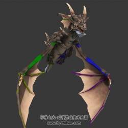 雙翼飛龍飛翔動作3DMax模型下載