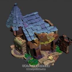 藥劑屋 卡通建筑 3D模型 四角面 百度網(wǎng)盤下載