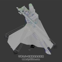 古代持劍披風男俠客  3D模型 有綁定和動作