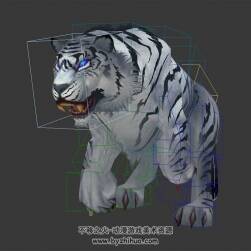 白虎精怪妖獸3D模型帶綁定奔跑動作 格式Max obj