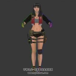 突击风暴2 Sudden Attack 2性感女主角3DMax模型带绑定劈腿动作下载