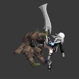 海王星飛踢兵俑 3D模型 有骨骼綁定