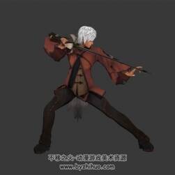白發(fā) 劍術(shù)師 3D模型 有綁定和舞劍的動作