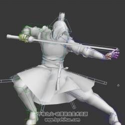 中式古裝武俠江湖門派男3DMax模型帶綁定攻擊待機(jī)動(dòng)作下載
