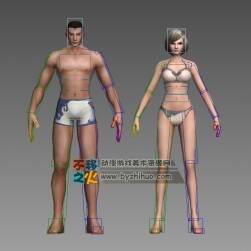 男女3dmax素体模型 带绑定游戏模型
