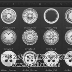 ZBRUSH 螺帽紐扣 金屬花紋ZB筆刷