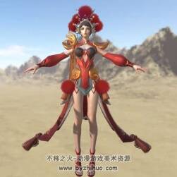 霸王別姬次時代王者榮耀虞姬游戲英雄角色3DFBX模型 待機動畫下載