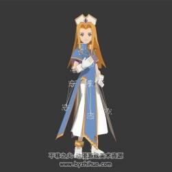 金發(fā)卡通少女 3D模型 有綁定和動(dòng)作
